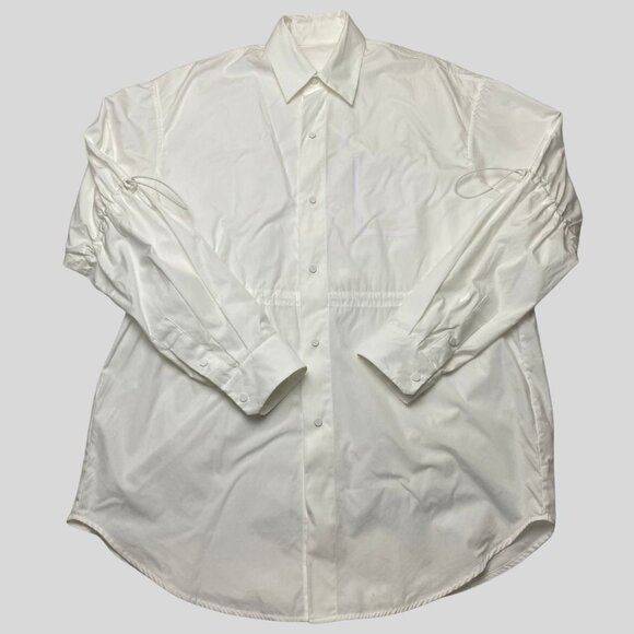 JNBY Tops - JNBY Oversized White Button-Up Shirt with Ruched Sleeve Size XS